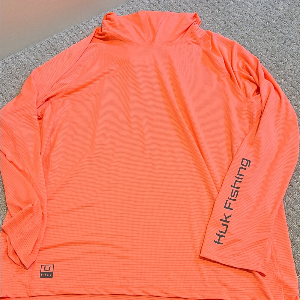Huk Fishing Bright Orange Long Sleeve Shirt